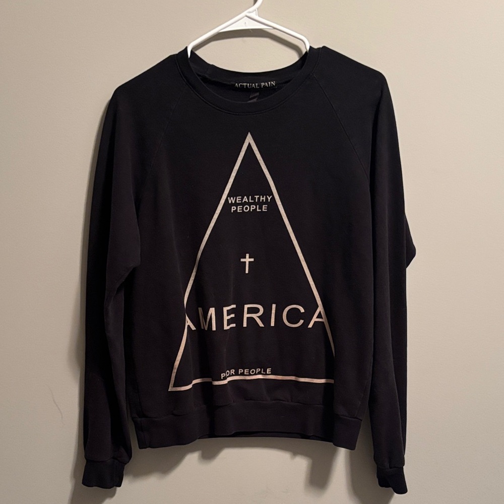 Actual Pain brand‎ Black Graphic Sweatshirt. Unisex Medium.